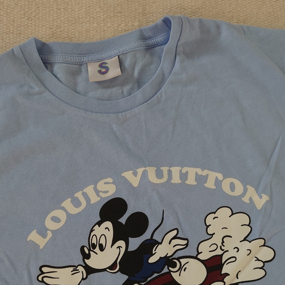 Mega Yacht Louis Vuitton Mickey Mouse Sky Blue Cotton Tee Unisex size - Picture 4 of 5